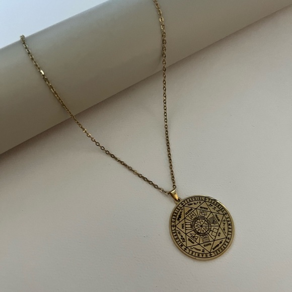 Protection Archangel Gold Necklace - Spiritual Medallion Necklace - Picture 6 of 11